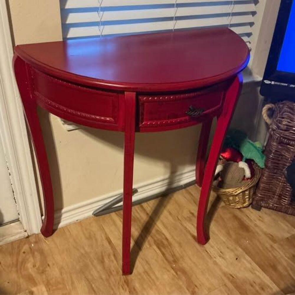 Beautiful Cherry Wood Half-Moon Accent Table w/ Drawer – Entryway, Hallway or So